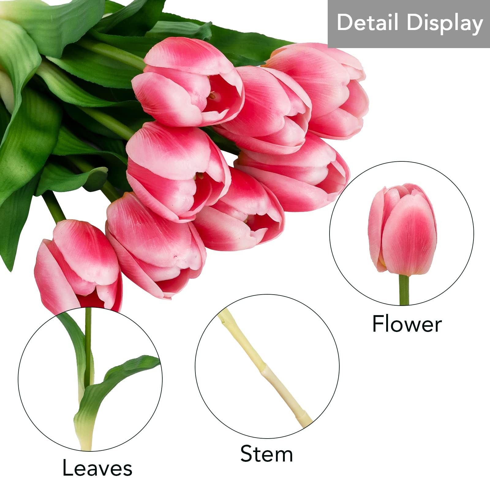 8 PCS Pink Artificial Fake Faux Tulip Flowers Wedding Home Party Decor