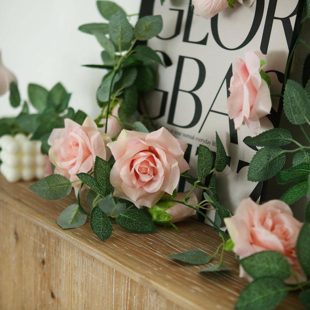 4 in 2 Pack Pink Artificial Rose Vine Garland Hanging Silk Floral Wedding Swing