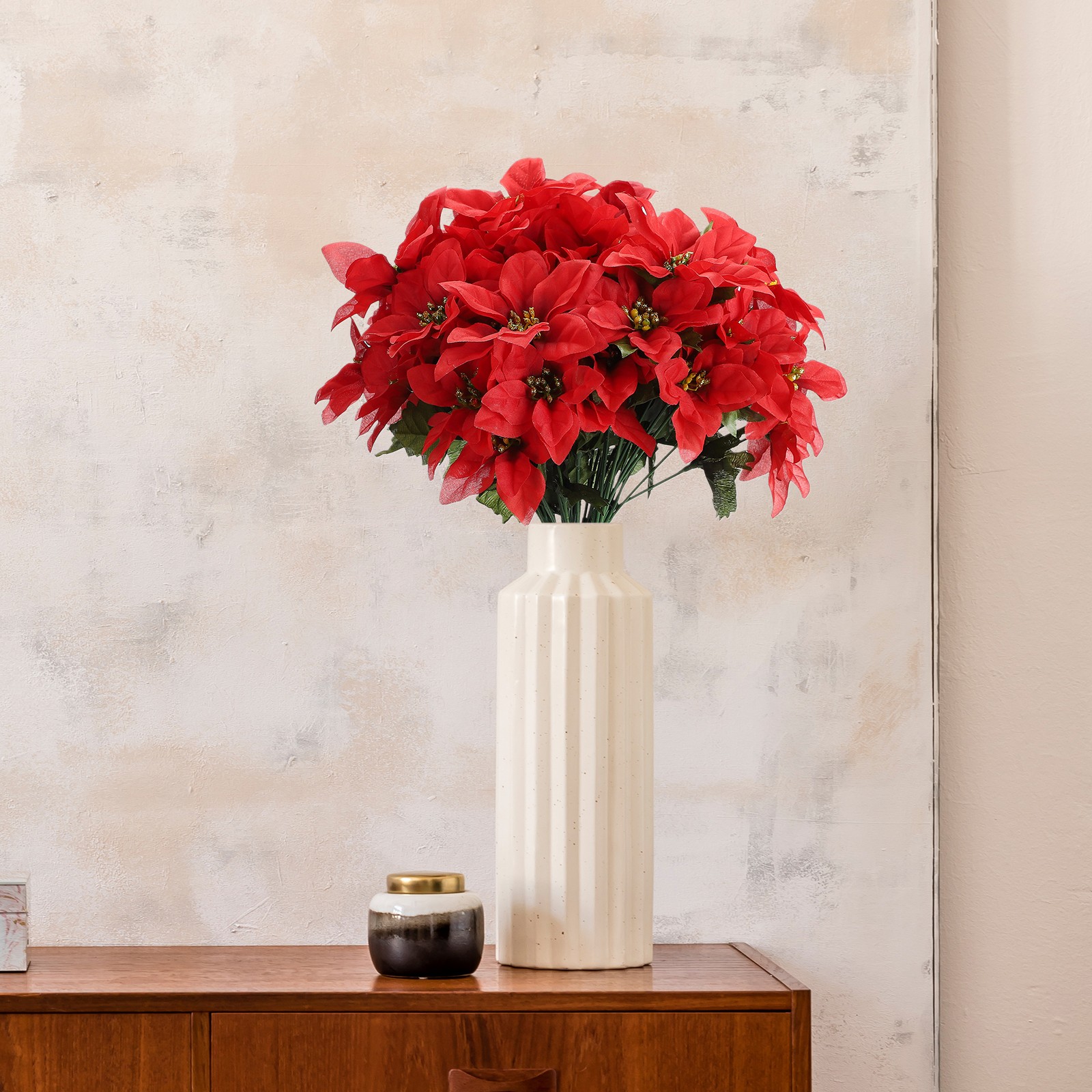 35cm Red Poinsettia Artificial Flower Arrangement