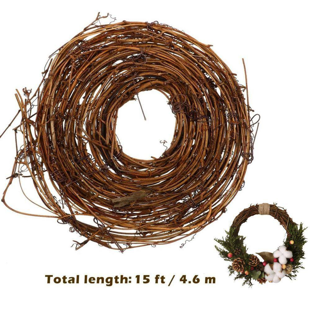 0.39 In. Natural Grapevine Artificial Vine Garland 15.7 Ft. Brown Decorative for