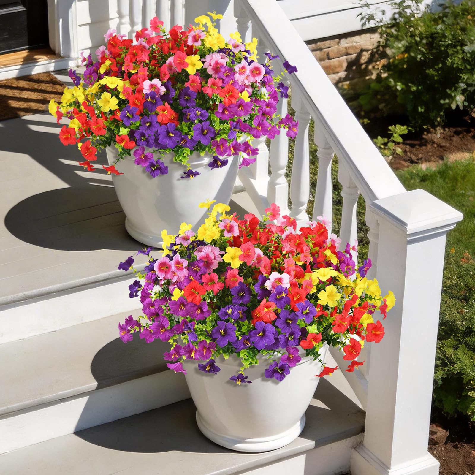 Artificial Fake Petunias Flowers UV Resistant Outdoor 12 Bundles Realistic Silk