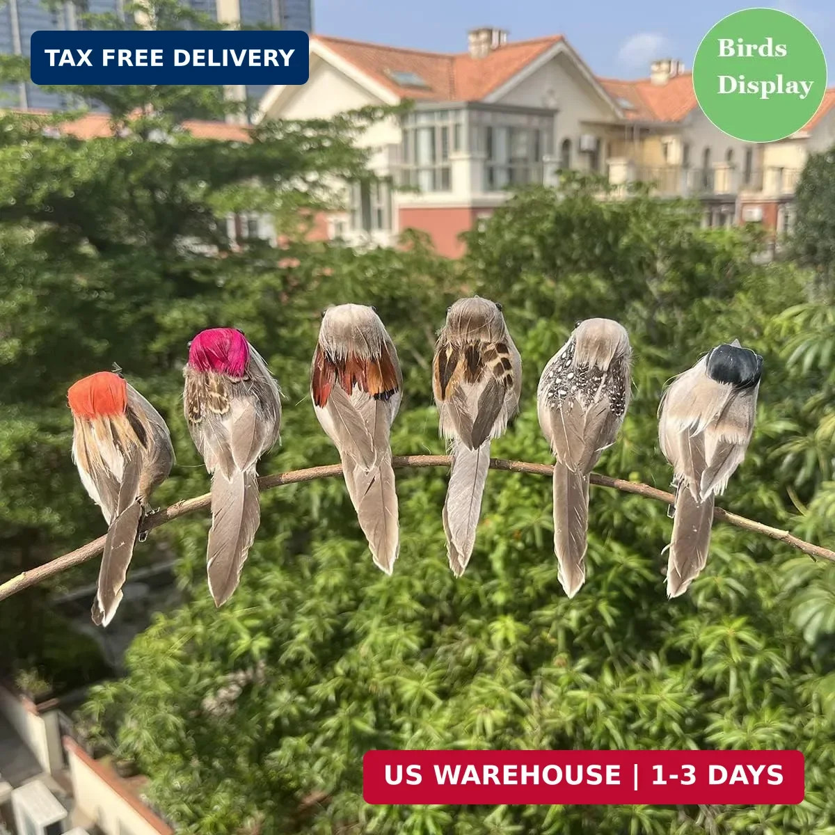 LWINGFLYER 6PCS Decorative Artificial Birds Clip on Realistic Sparrow 4inch Foam