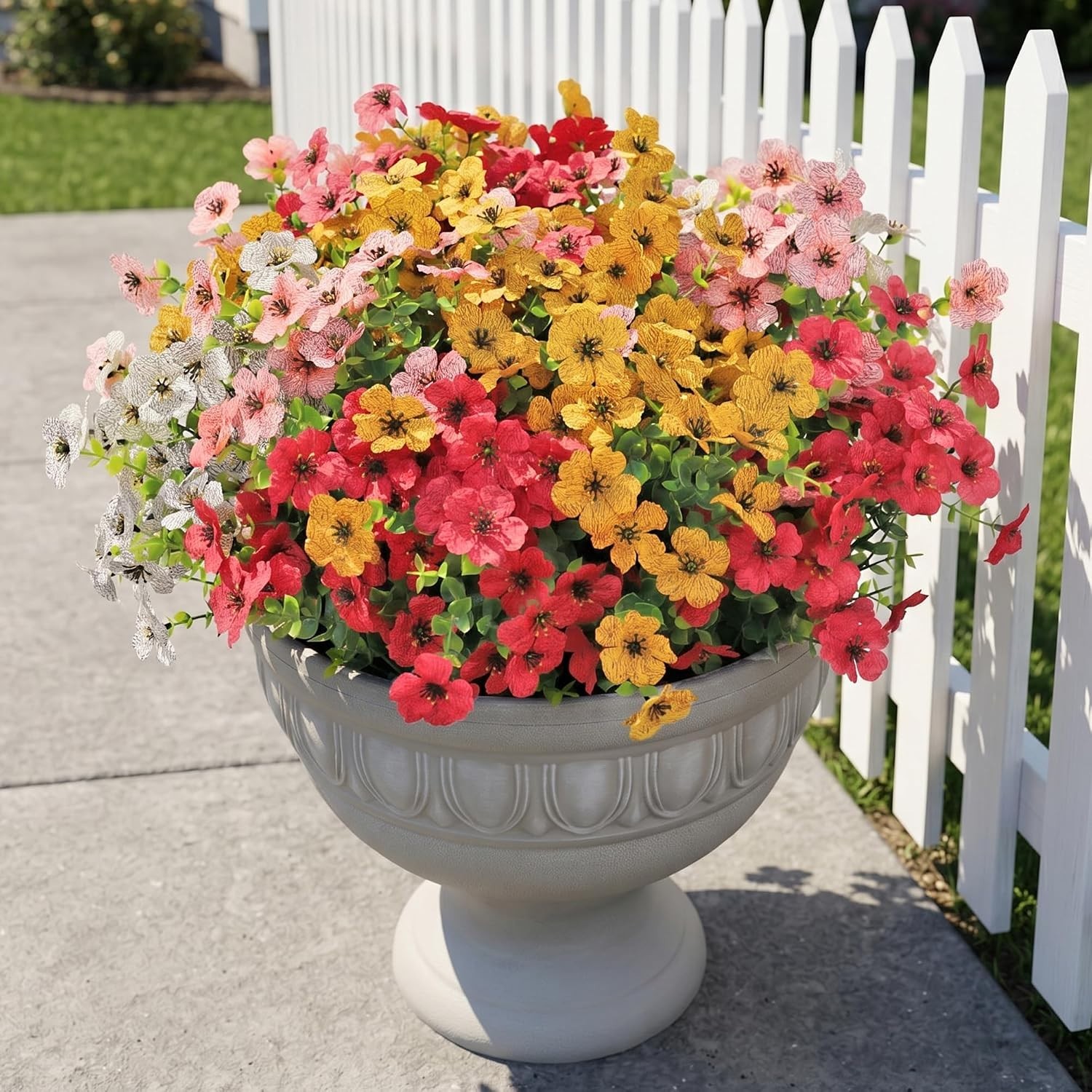 Realistic 14-Bundle Artificial Flowers – Mixed Fuchsia, Yellow, Pink & White