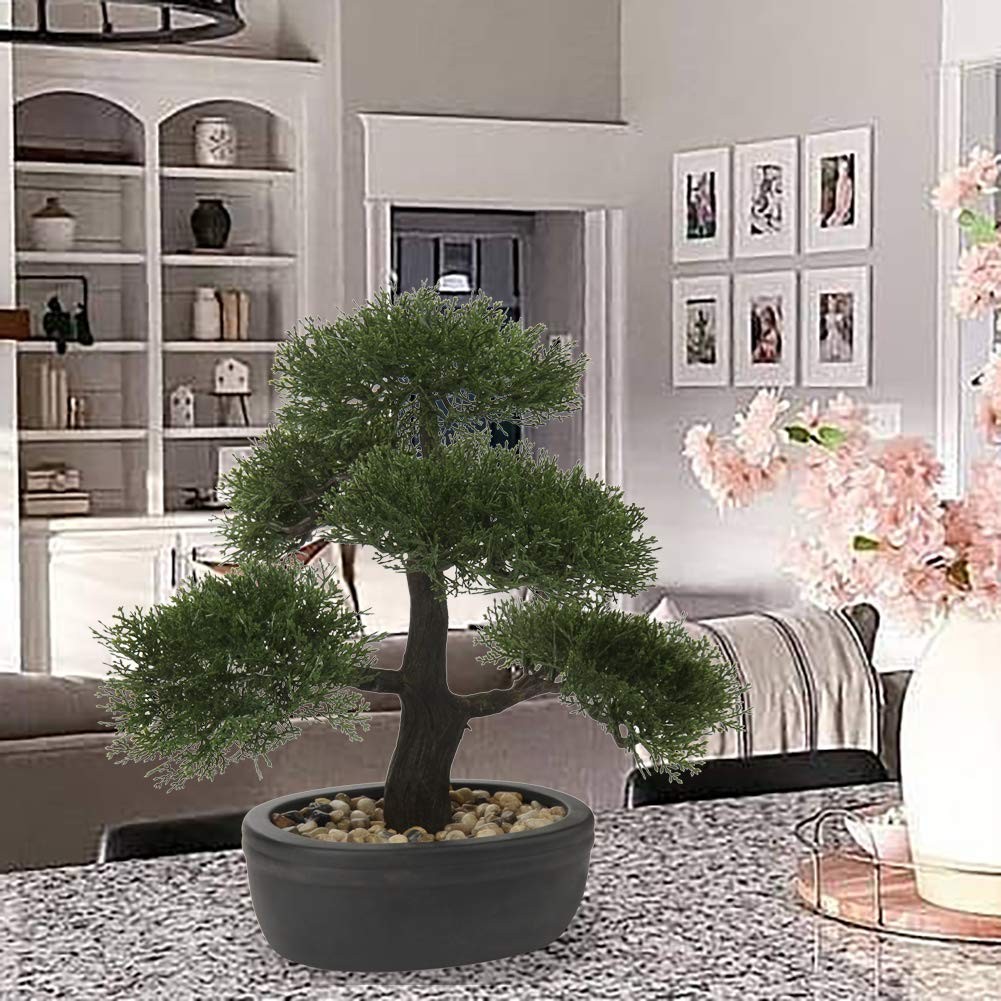 Artificial Bonsai Tree Juniper Faux Plants Indoor Small Fake Plants Decor wit…