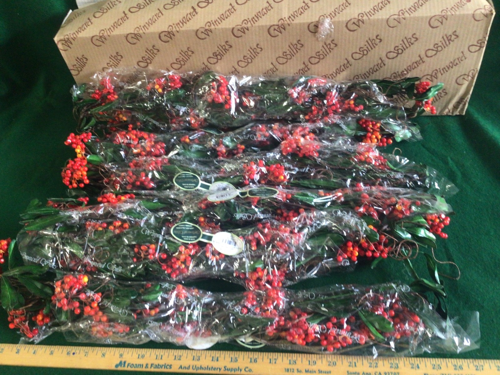#4 Set of 6 Silk Flowers WINWARD SILKS Mountain Ash Berry Garlan Factory New 2ft