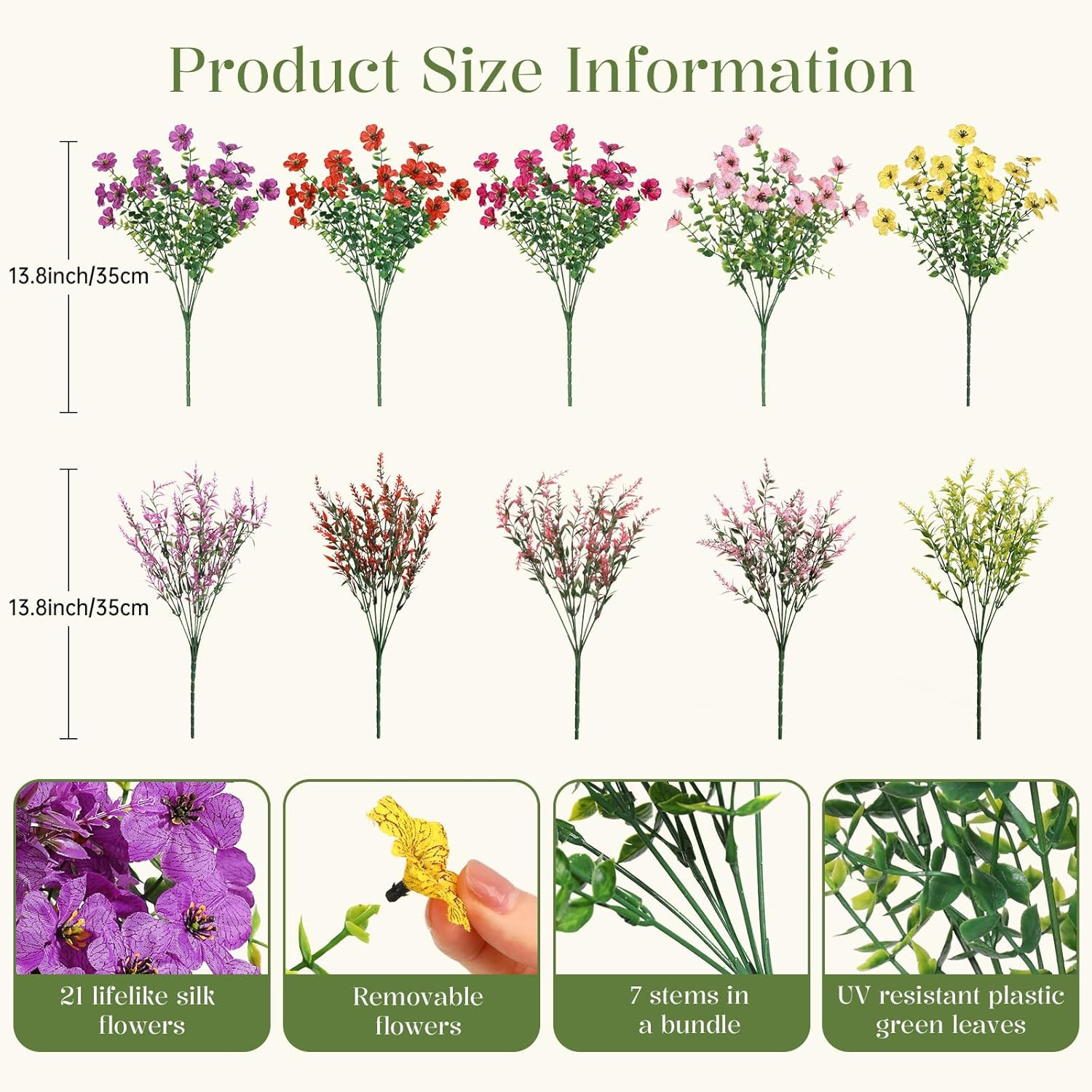 Shareconn 24 Bundles Artificial Flowers for Outdoors Decoration, Faux Plants Fak