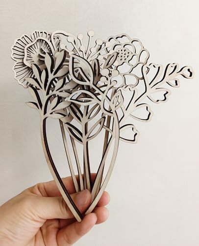 Wood Birth Flower, Wooden Wildflowers, Wood Flower Stems, Wooden Flower