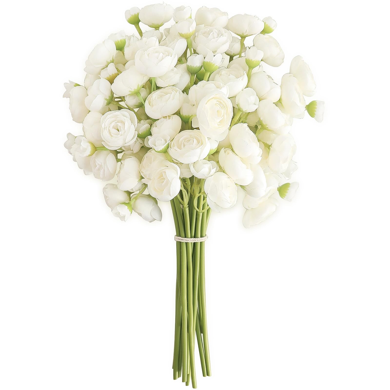 Ranunculus Artificial Flowers 18 Pcs White Faux Silk Mini Ranunculus Bulk Fak
