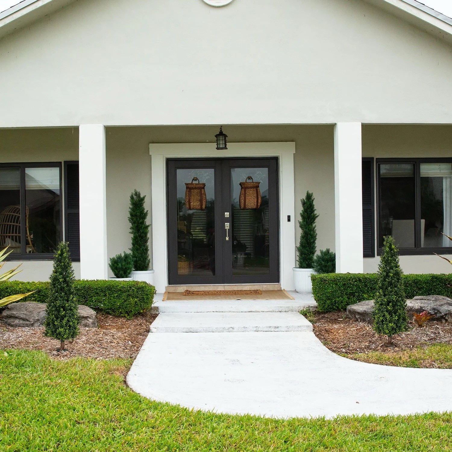 4’ Artificial Boxwood Plant with Integrated Ground Stake UV Resistant Set of 2.