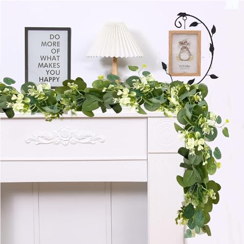 2 Pack Artificial Eucalyptus Garland 5.9FT Spring Greenery Garland Summer Fall