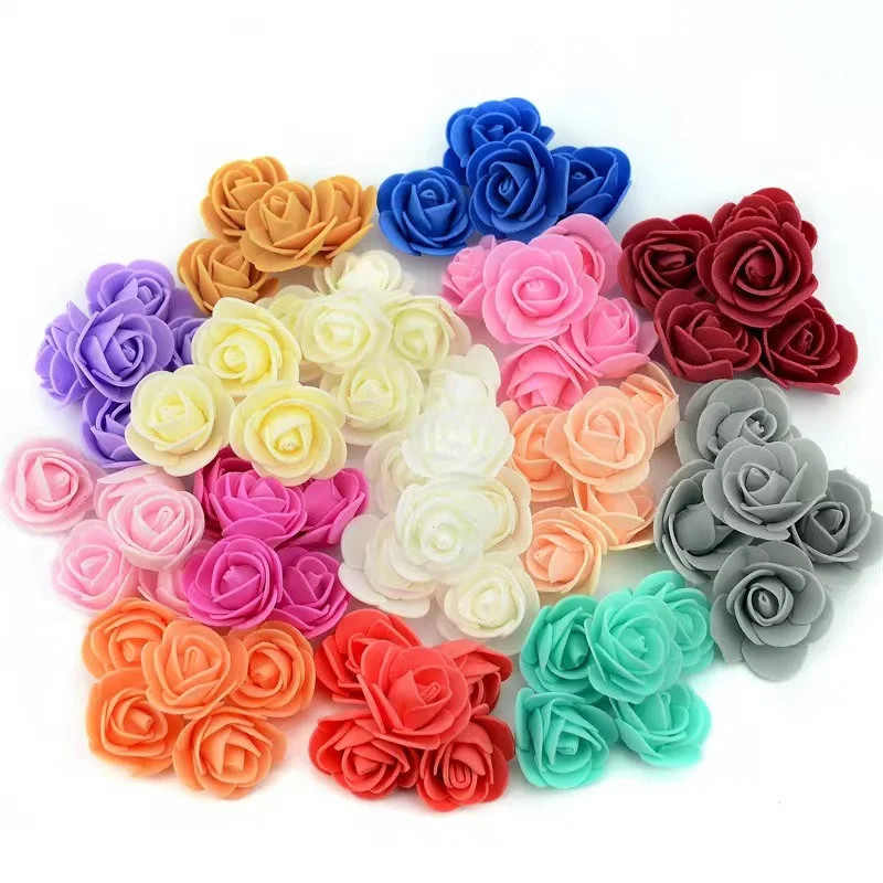 50~500Pcs 3.5Cm PE Foam Rose Head Artificial Flower for Wedding Birthday Party H