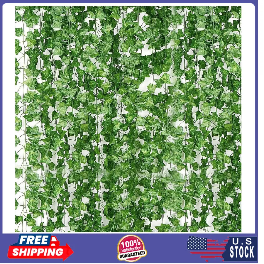 12 Pack 86ft Artificial Ivy Garland Fake Leaf Vine Greenery for Home Wedding…