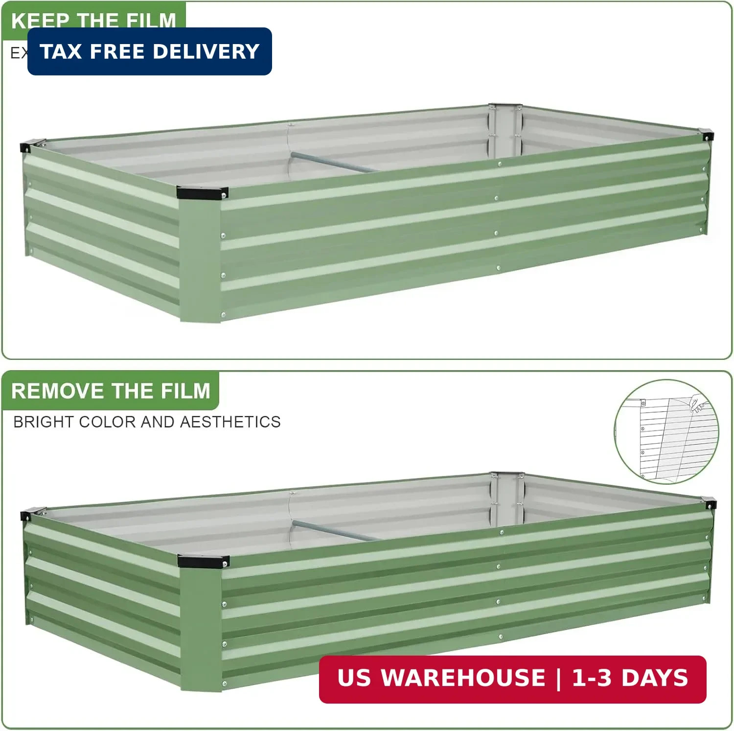 Galvanized Raised Garden Bed Outdoor | Metal Raised Garden Bed for Gardening 2Pa