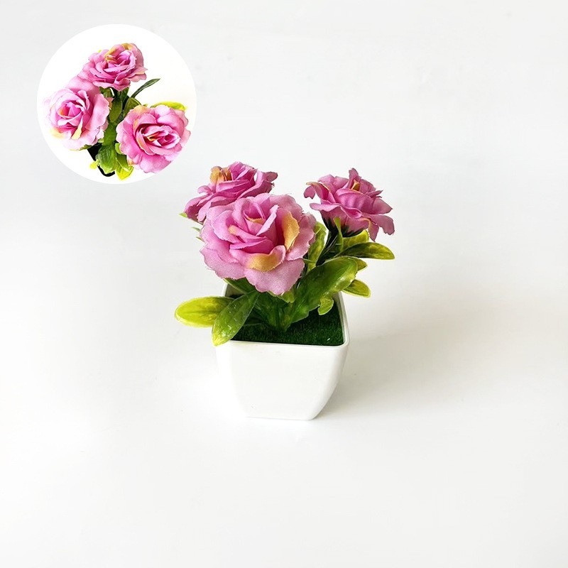 Decorative 3 Fake Plant in White Square Pot – For Home Office Wedding