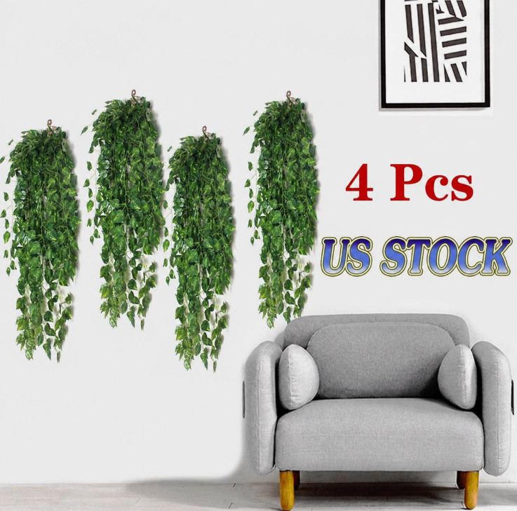 4PCS Artificial Fake Flower Vine Hanging Garland Plant Ivy Home Deco Green US