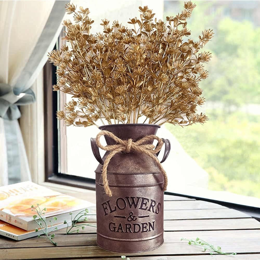 Artificial Christmas Flowers, Golden Baby Breath Gypsophila Plastic Plant Fake P