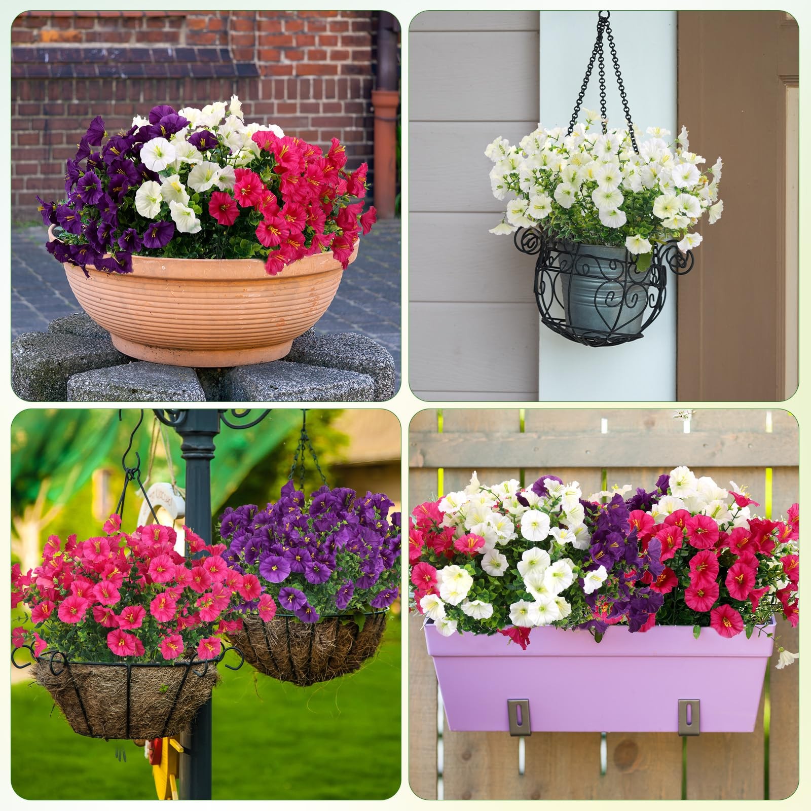 9 Bundles Artificial Flowers for Outdoors, UV Resistant Artificial Outdoor Pl…