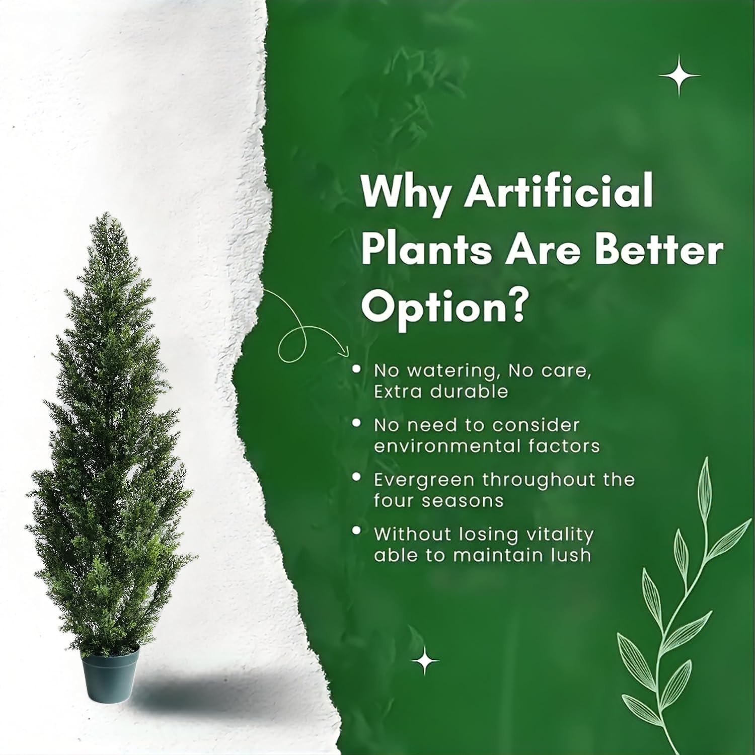 4 Feet Outdoor Artificial Topiary Cedar Tree, Set of 2 UV Resistant Potted Faux