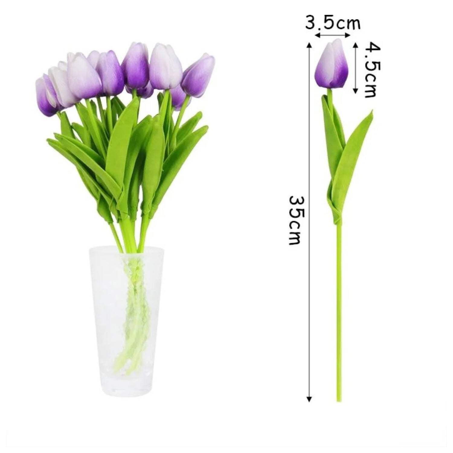 10x Artificial Tulips Flowers 35cm Stem Bouquet Fake Flower Bridal Decoration