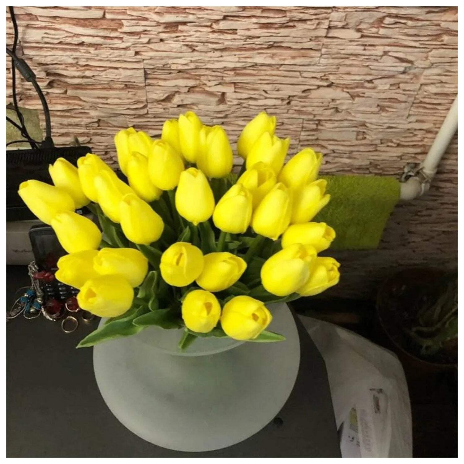 10x Artificial Tulips Flowers 35cm Stem Bouquet Fake Flower Bridal Decoration