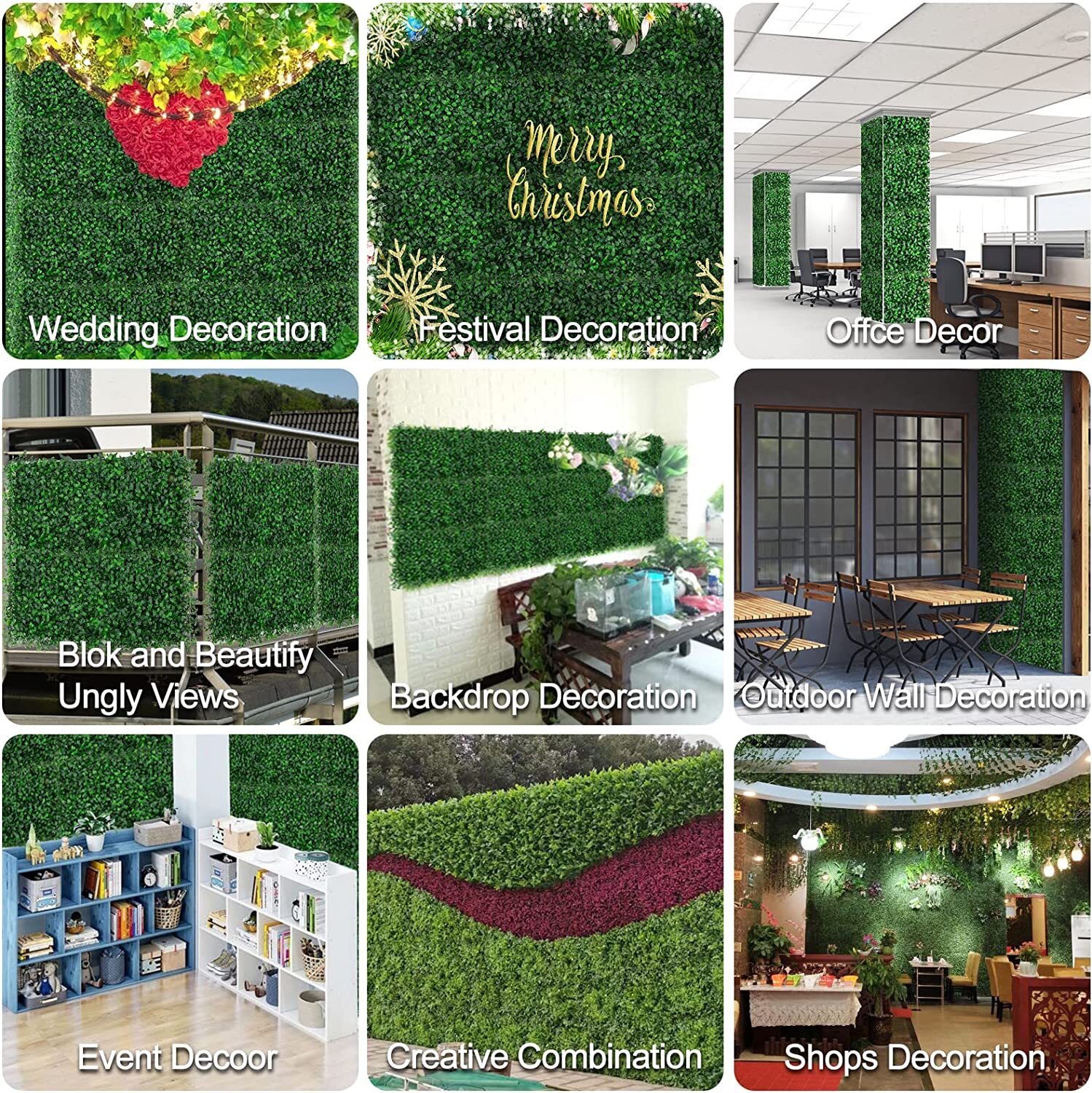 Artificial Plant Grass Mat Greenery Boxwood Wall Hedge Plant Fence Foliage Panel