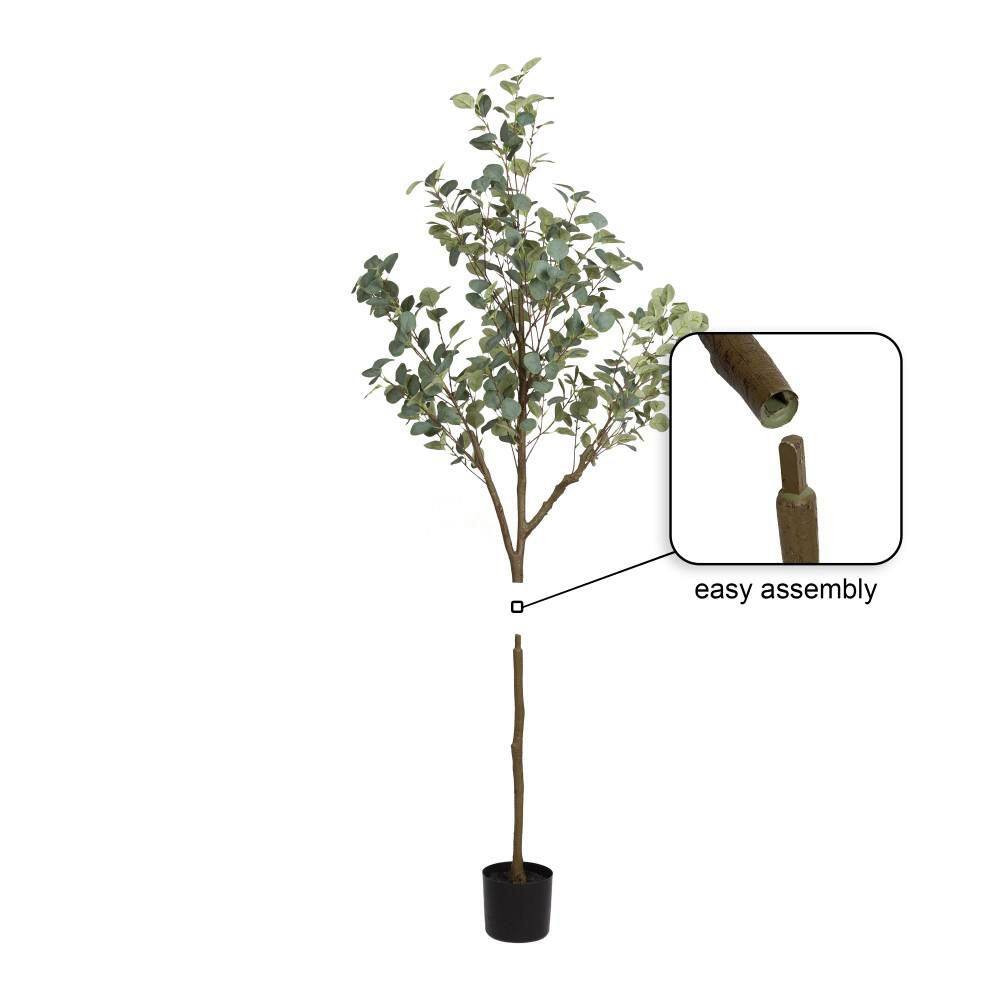 6 Ft. Artificial Eucalyptus Tree in White Ceramic Pot