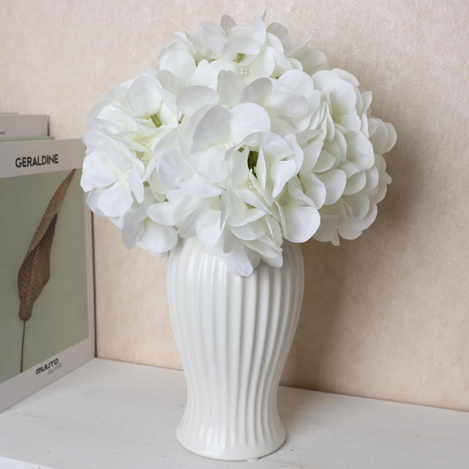 104 PCS Silk Hydrangea Flower Heads with Stems for DIY Decor