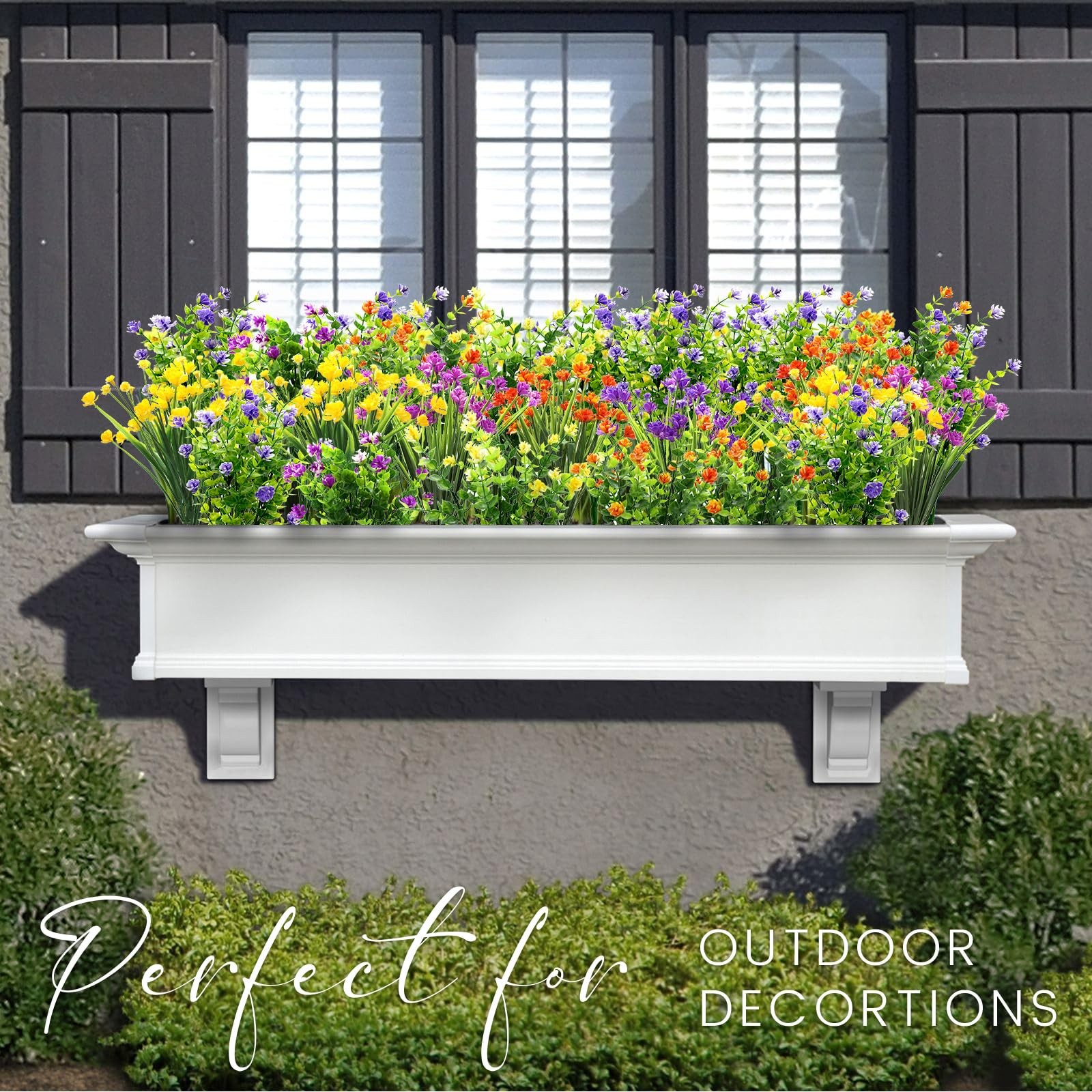 20 Bundles Artificial Flowers for Outdoors UV Resistant Fake Flowers Realistic F
