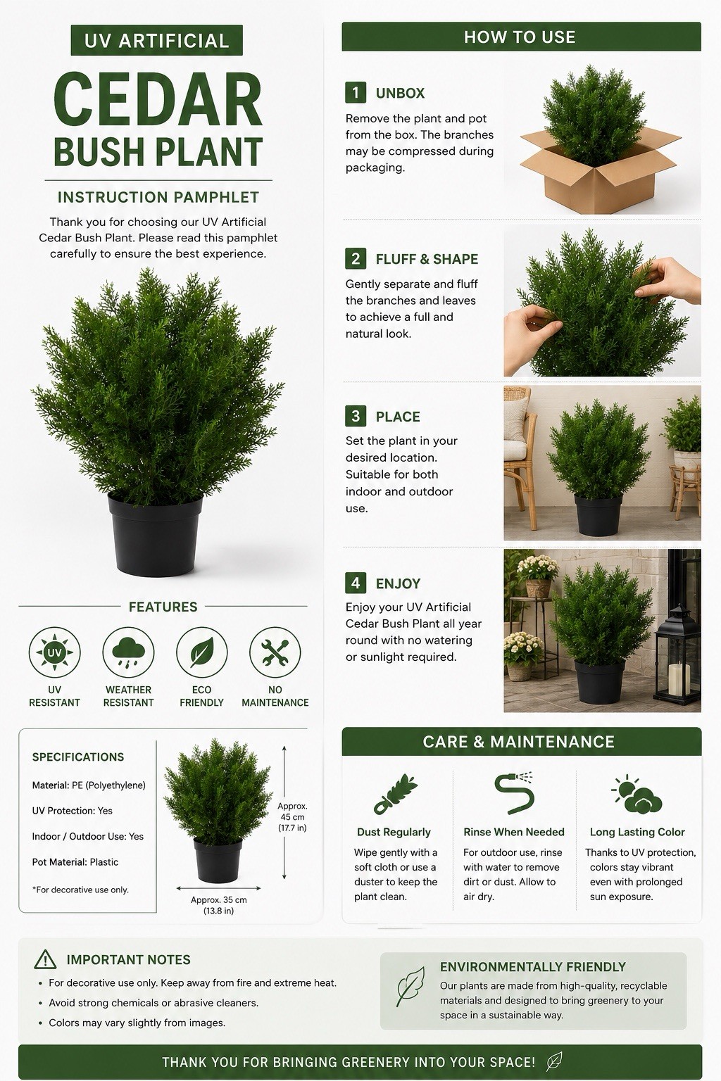 2’ Cedar Topiary Artificial Tree UV (Indoor/Outdoor) Home Decor. Retail $96