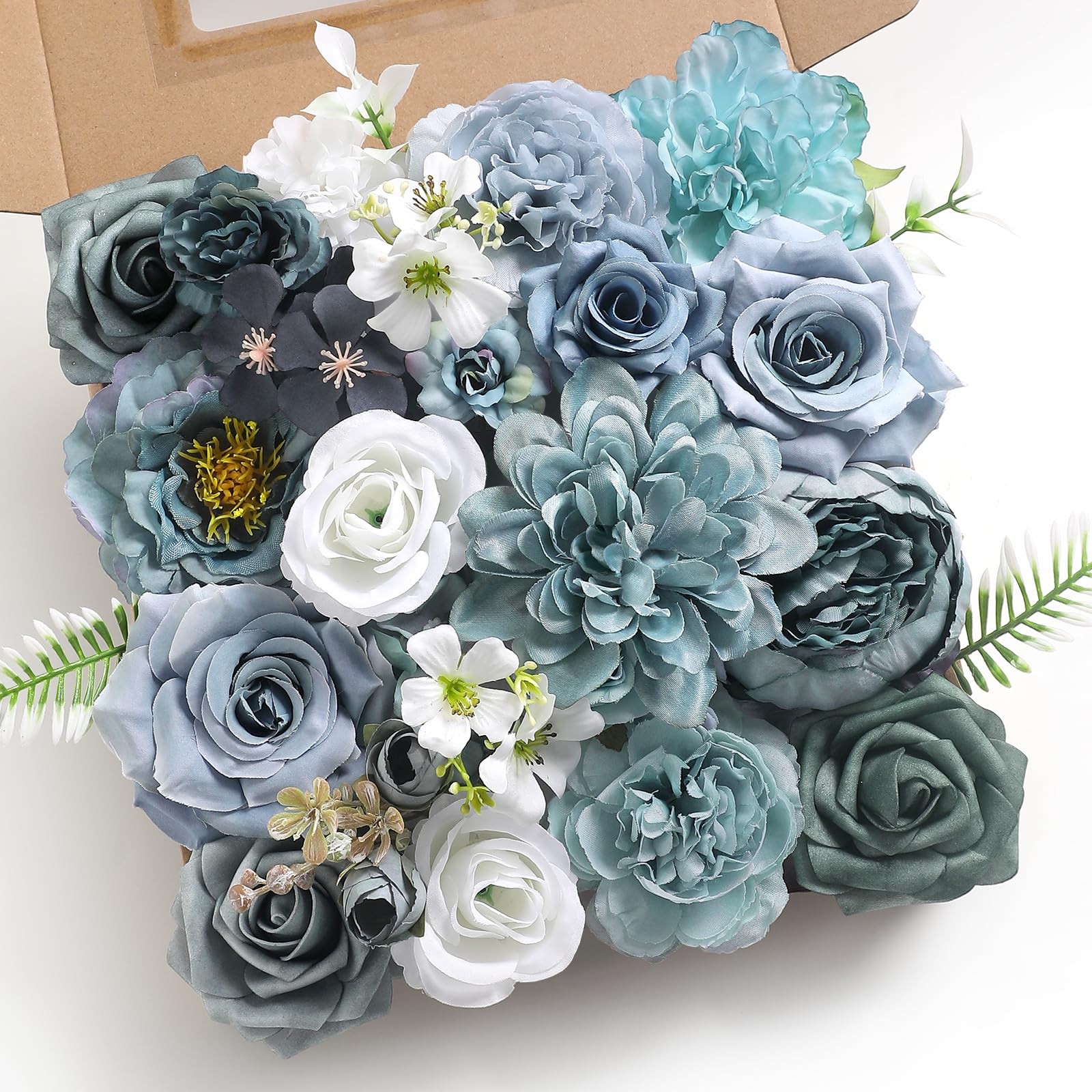 Artificial Flowers Combo Dusty Blue Silk Wedding Bouquet Table Decor