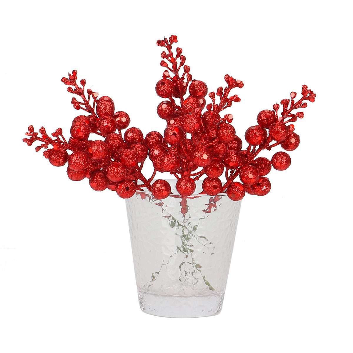 Artificial Glitter Pine/Berry Needles – Fake Branches Picks for Christmas Decor