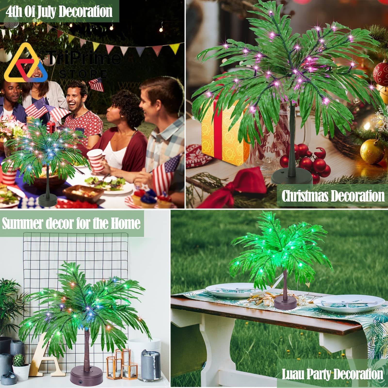 28 Colors Changing Light Up Palm Tree Table Decor, 1ft 1in, Color