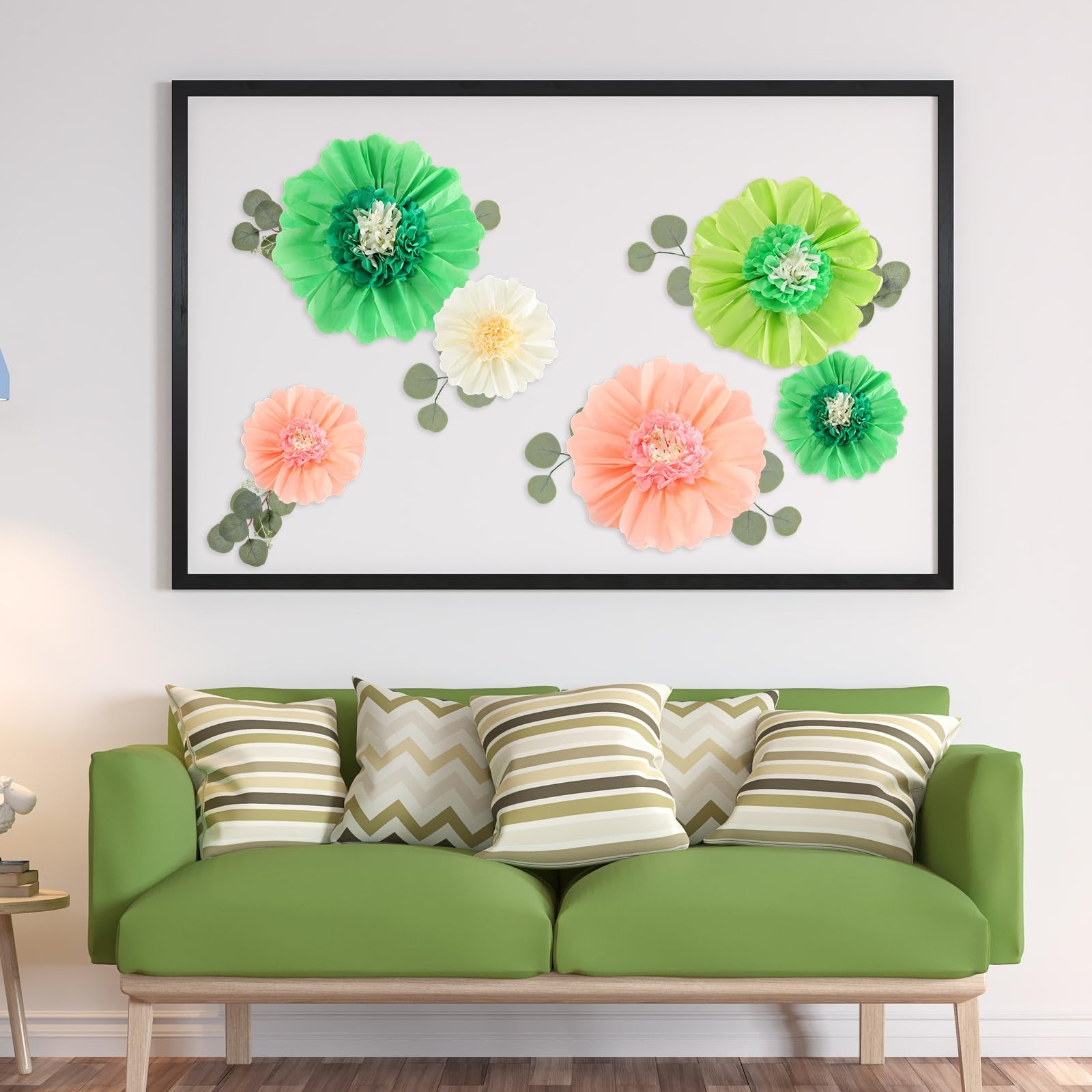 40 Pcs Giant Flowers and Artificial Eucalyptus Leaves, Large Flowers Wall Dec…