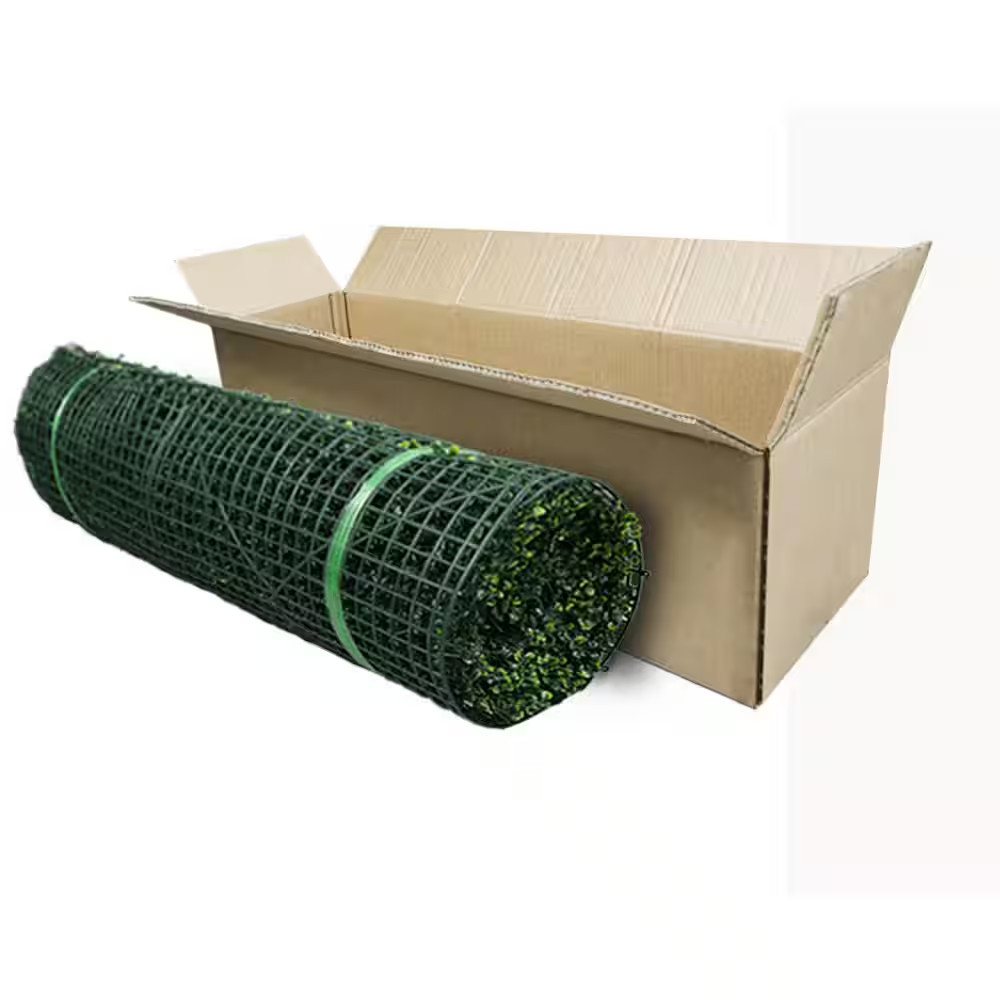 40 In. X 120 In. Artificial Dark Green Boxwood Roll Panels UV Protected for Outd