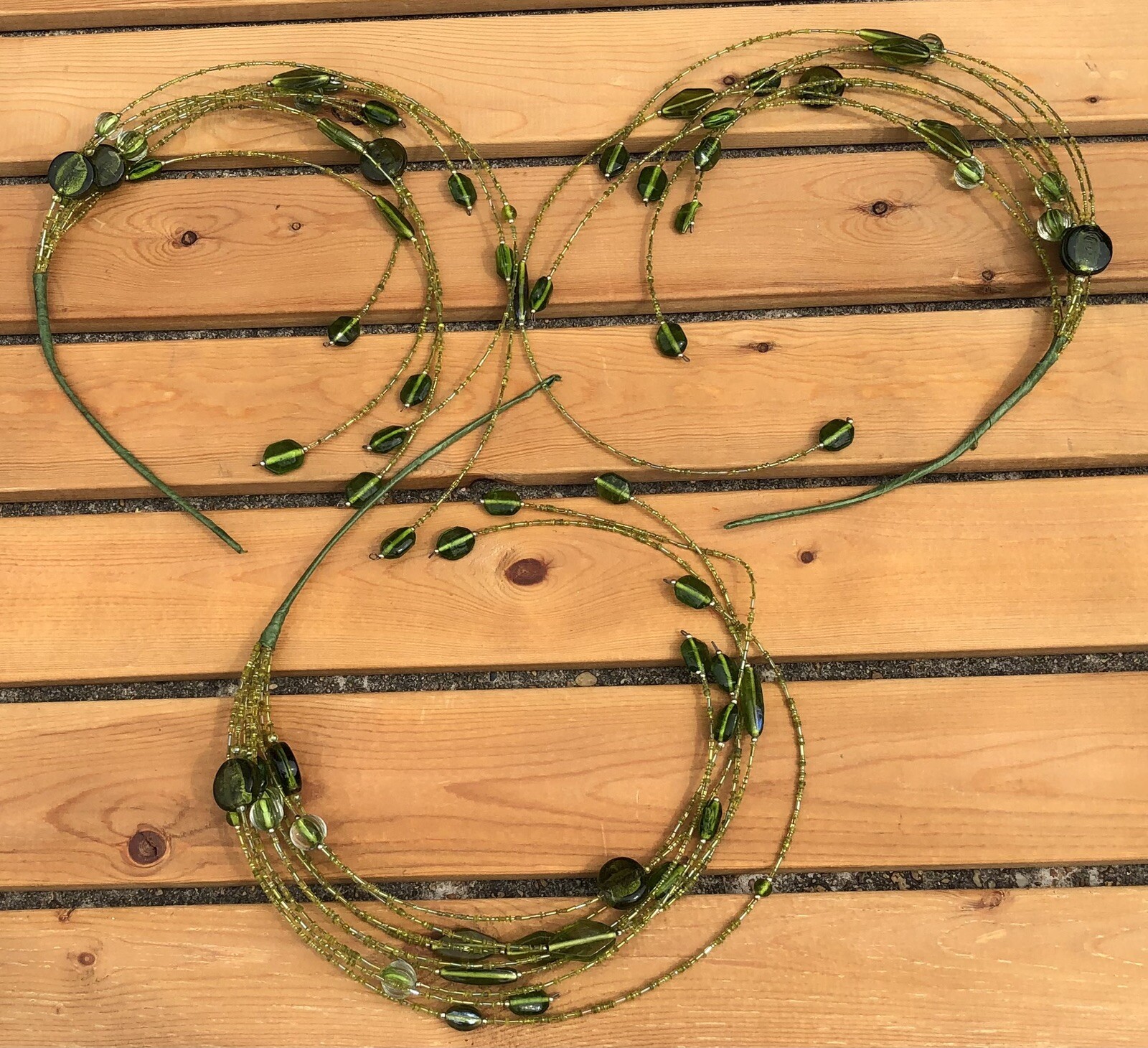 Lot Of 3 Glass Bead Floral Picks Green Christmas/Seasonal/Garland/Wreaths