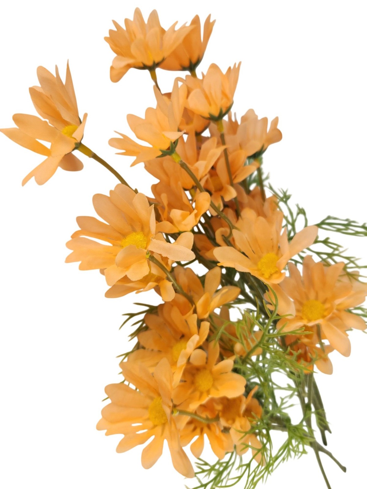 Peach Apricot Faux Daisy Stem 20 Inch Artificial Wildflower Set of 6 Farmhouse F