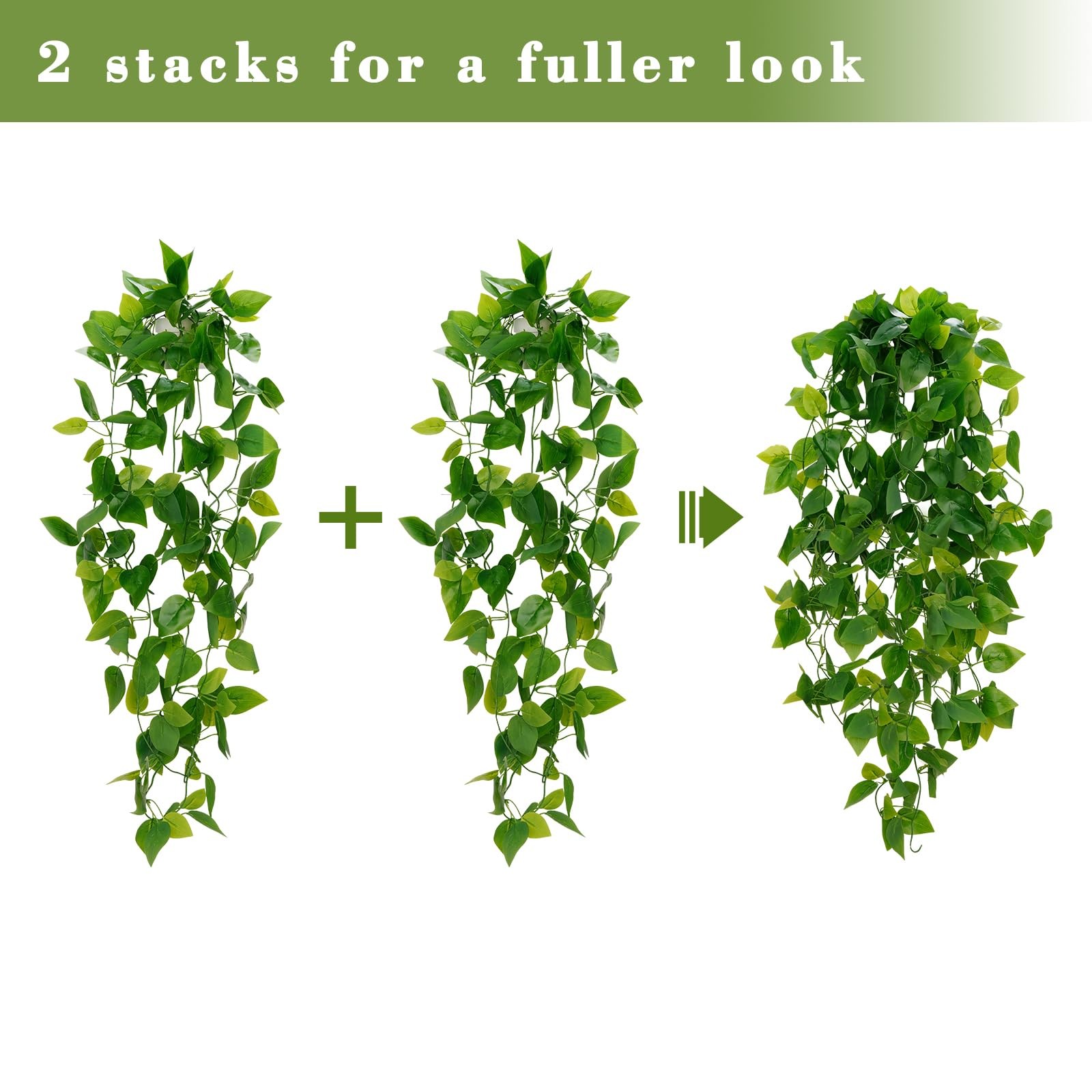 1pcs Fake Hanging Plants Kit with Pot and Plant Hanger, Artificial Pothos Vin…