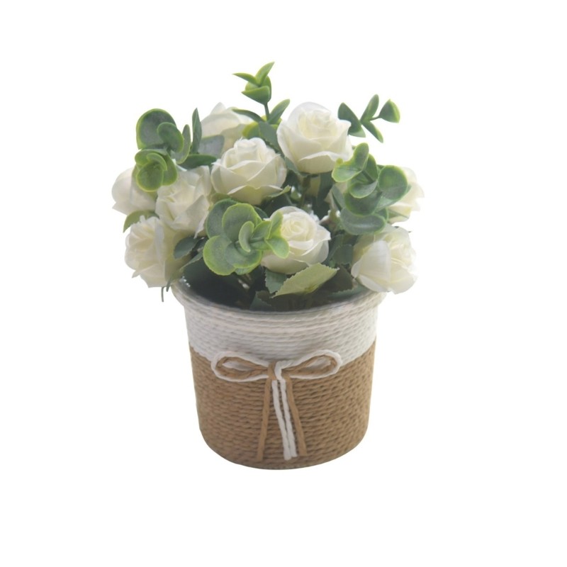 Faux Flower Arrangements in Vase Potted Plant for Table or Book Shelf Display