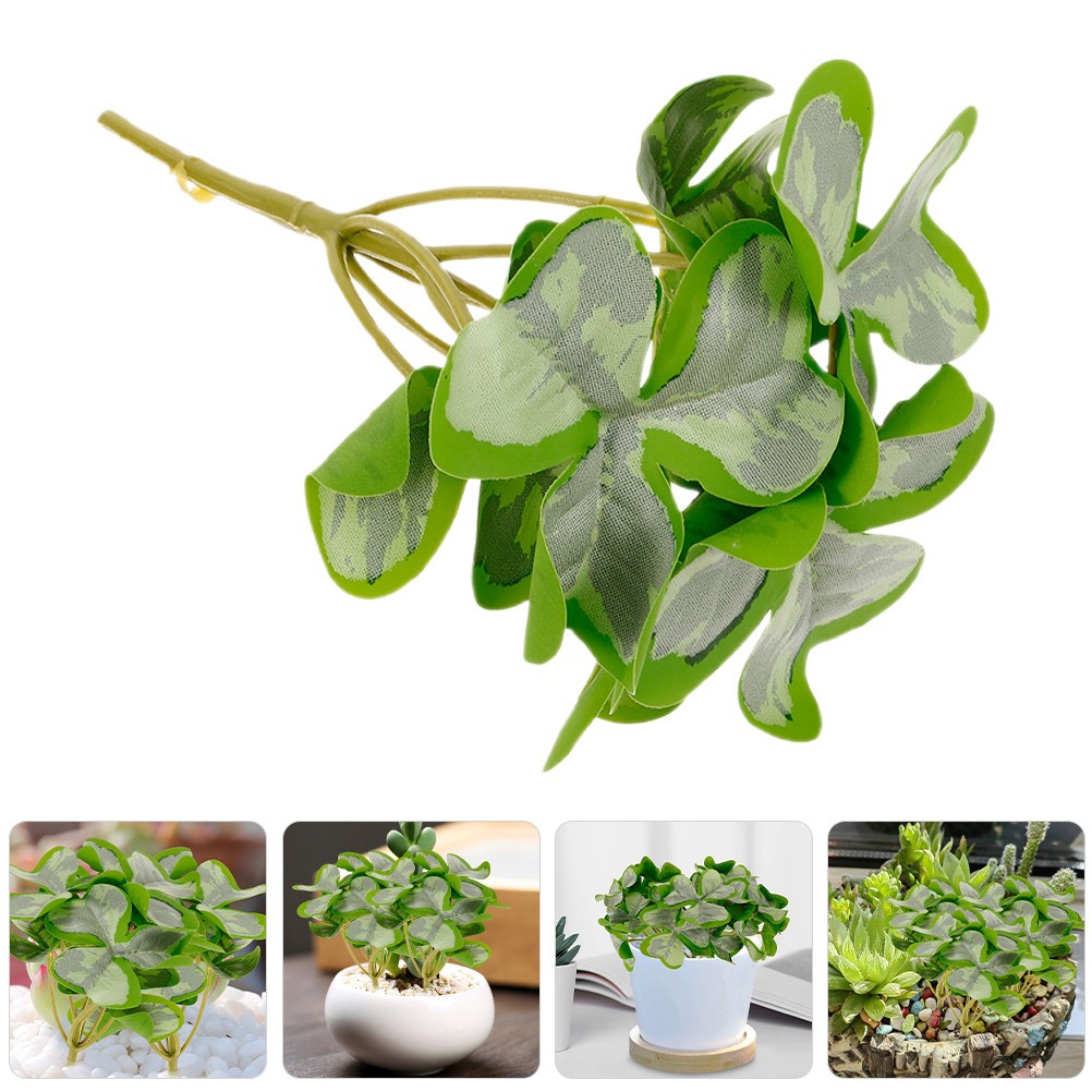 5 Pcs Artificial Shamrock Picks Lifelike Green Plant Stems Home Office Decor