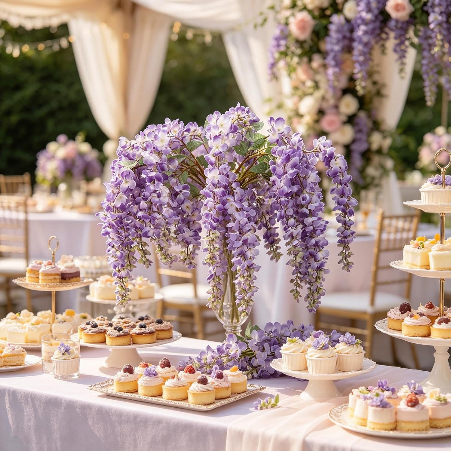 4 Pcs 45.3″ Wisteria Artificial Flowers for Home Wedding Party Decor