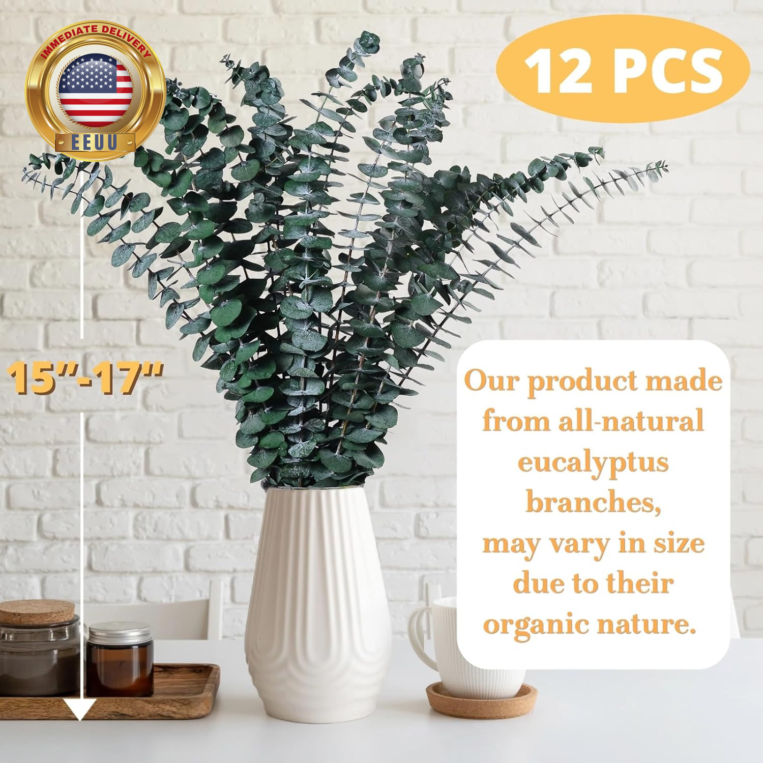 12PCS Dried Eucalyptus for Shower Hanging – 17” Real Large Preserved Eucalyptus