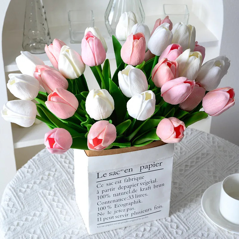3/5PCS Real Touch Tulip Bouquet Artificial Flowers Wedding Home Decor Gift
