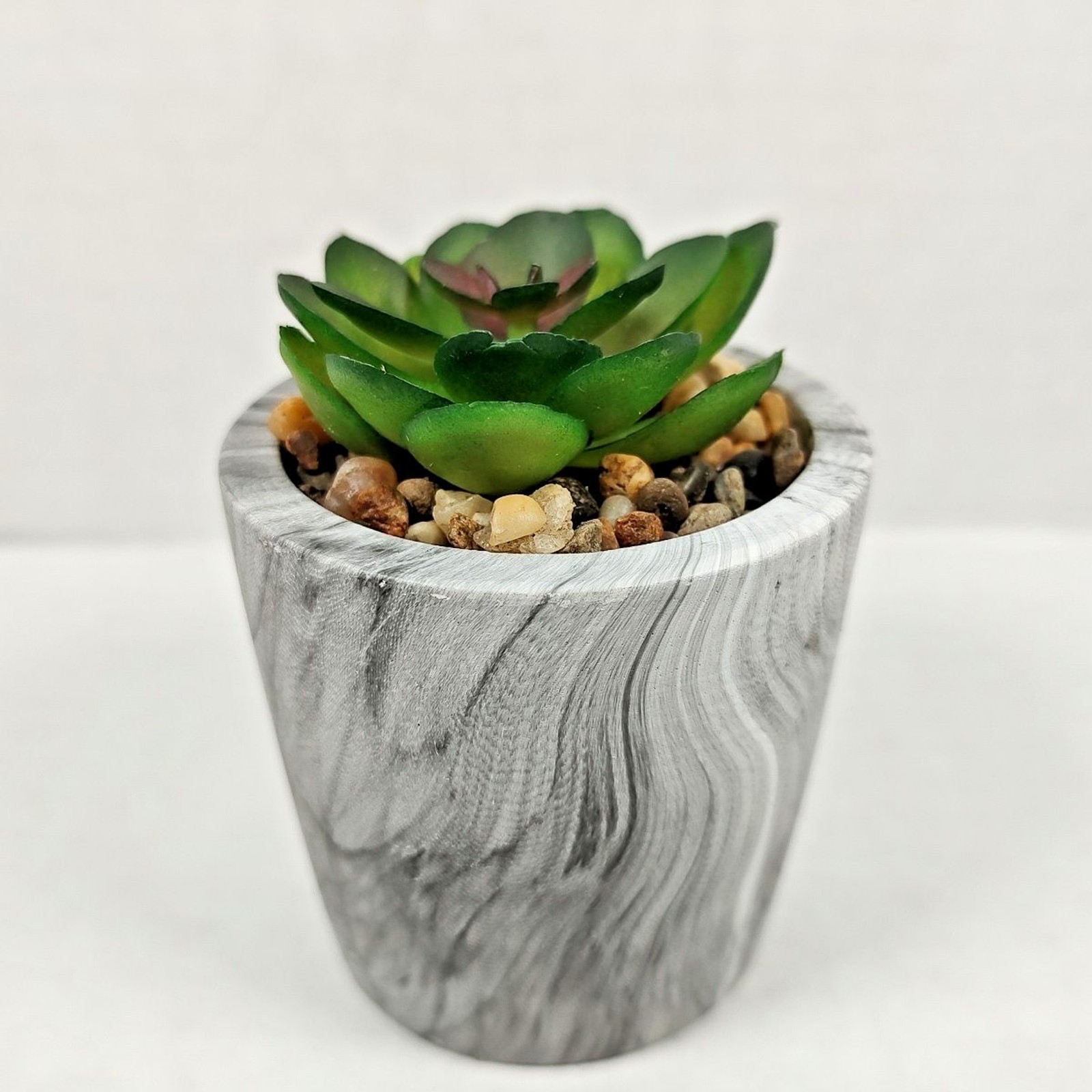 Mini Potted Plant Artificial Succulent Faux Marble 3.5″ x 3″ Mountain Crest