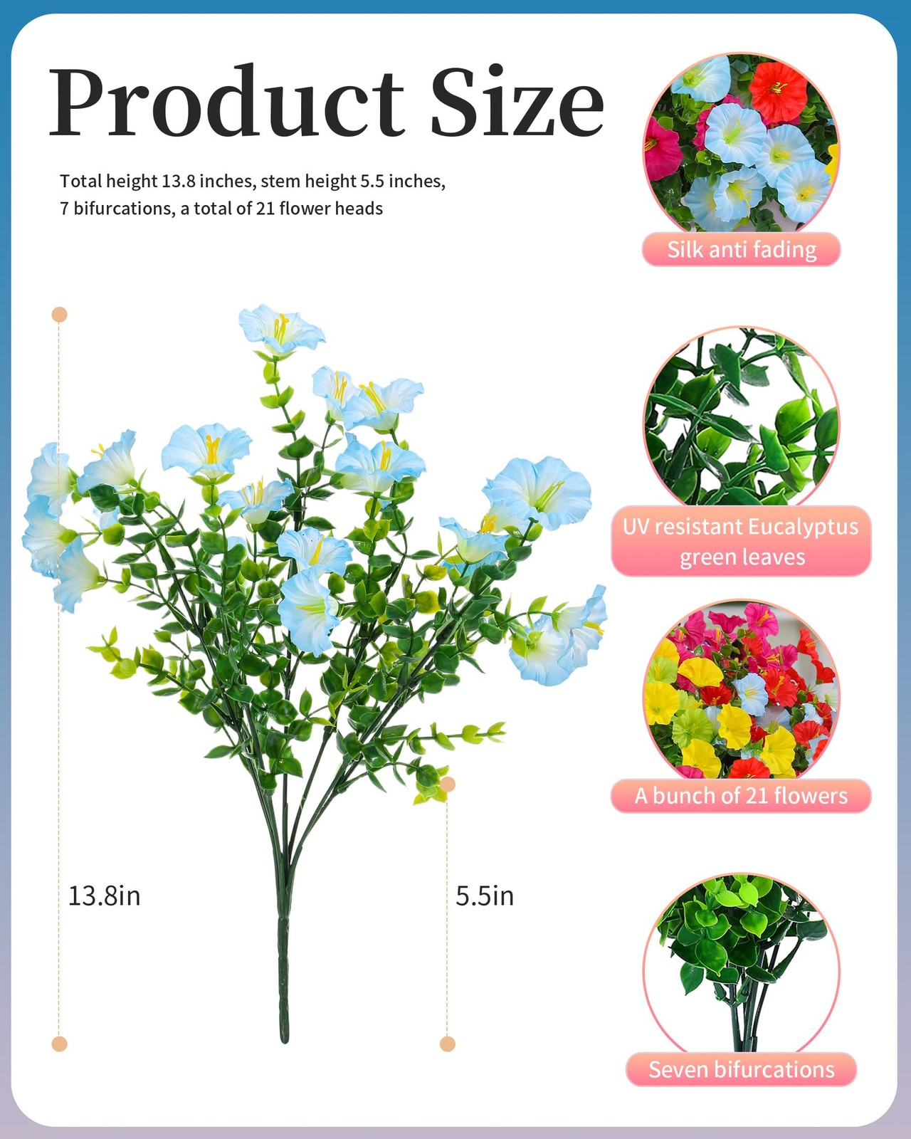 Lucky Bird Realistic Artificial Flowers for Outdoors Faux Plants Yard Decorat…