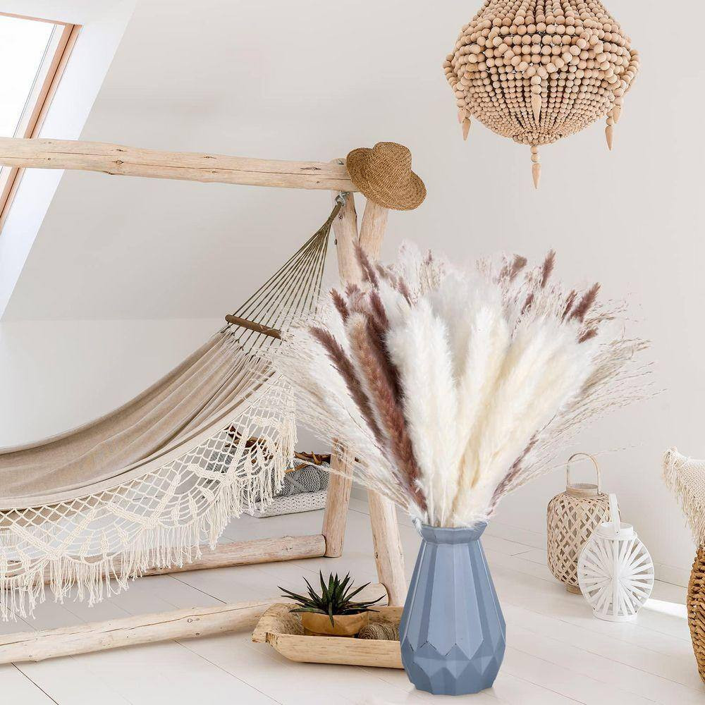 17 in Dried Pampas Grass Decor, Dried Flower Plants Bulk White and Brown Pampas