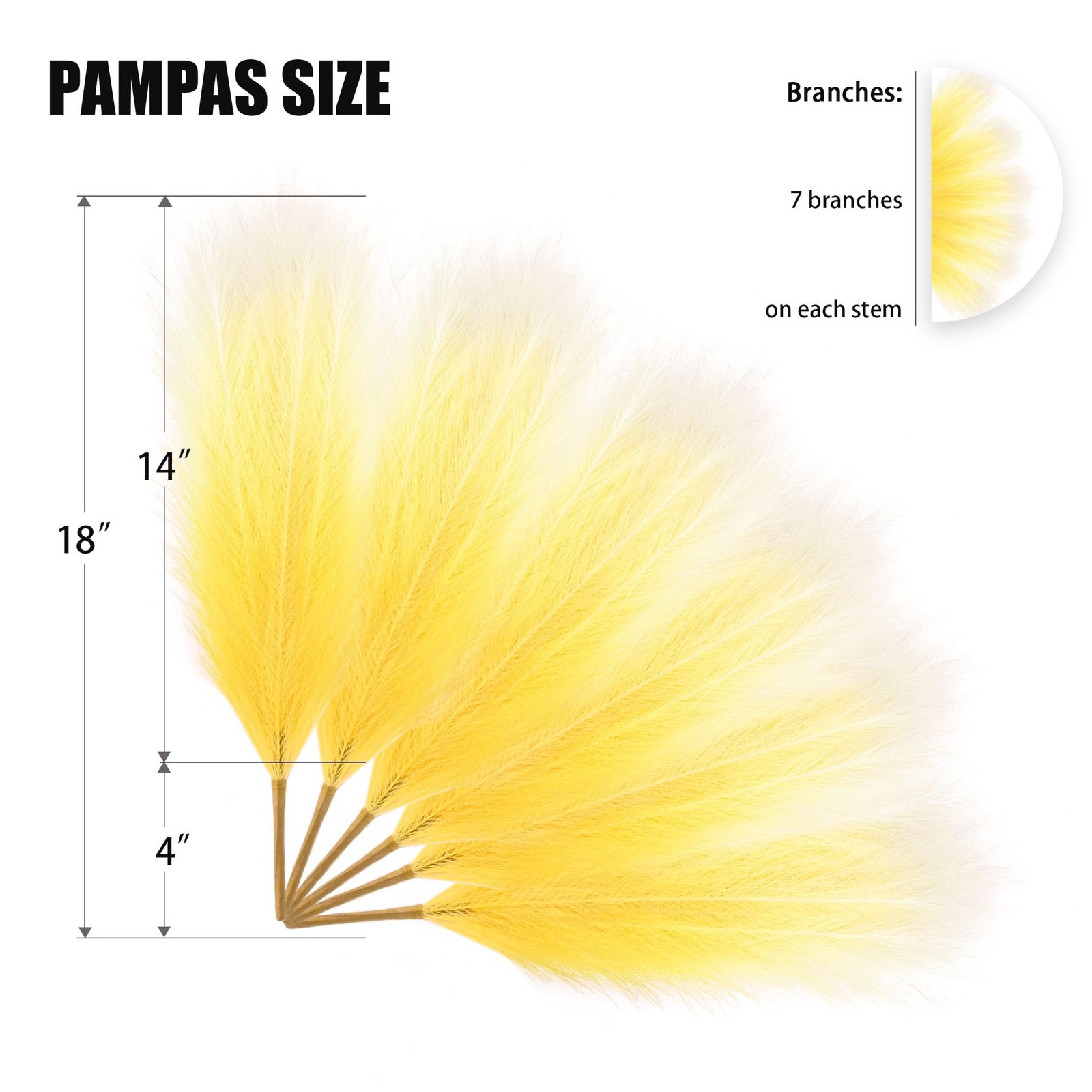 6 PCS Faux Pampas Grass Arrangement – 18″/45cm Artificial Fluffy Pompous Gras…