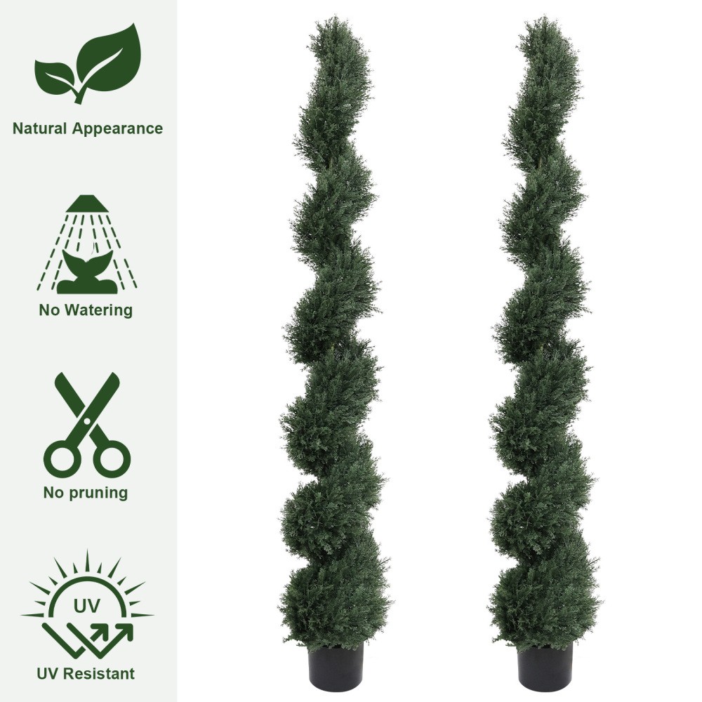 6FT single-color spiral-shaped potted cedar tree a artificial evergreen plant