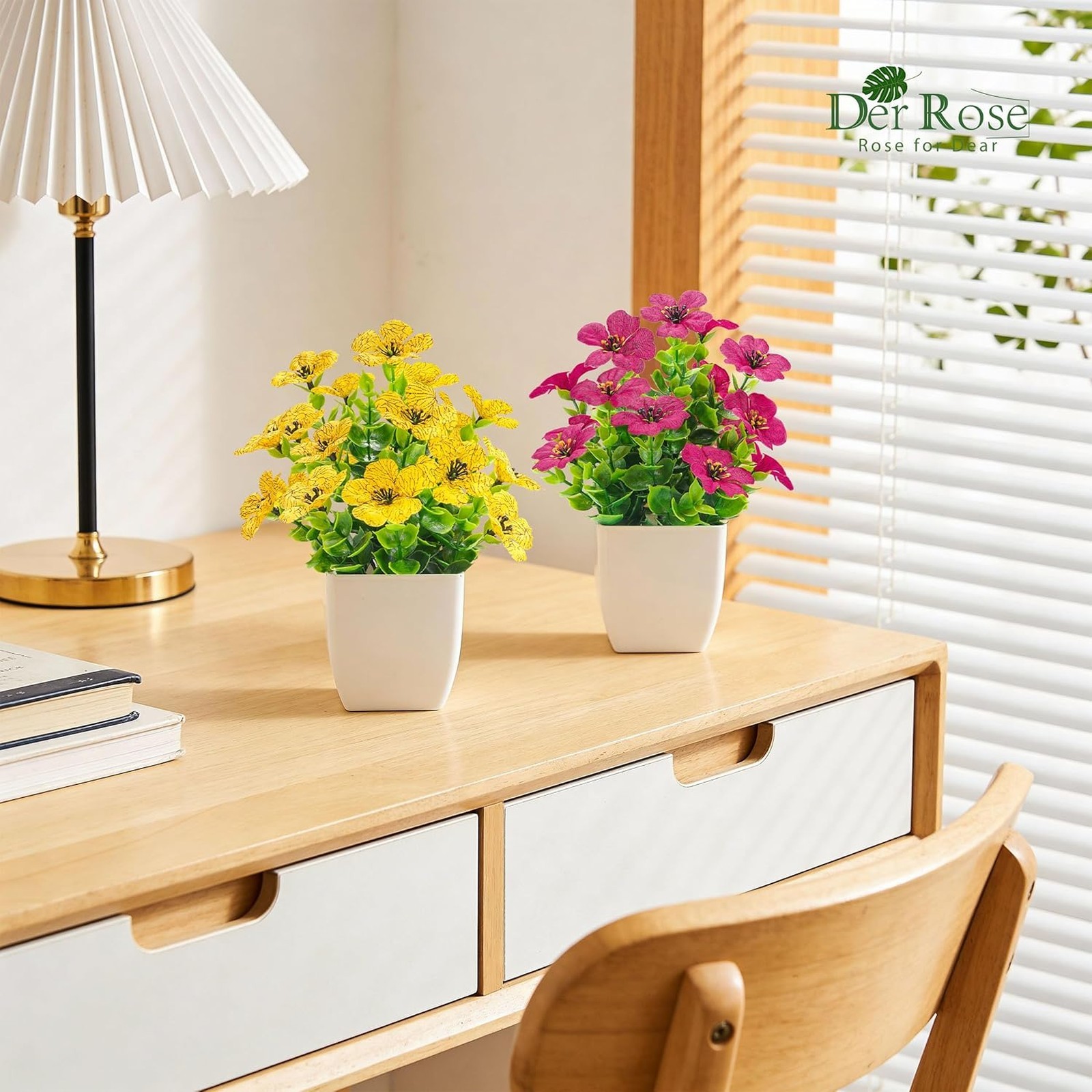 Artificial Plants with Fragrant Discs for Bathroom Bedroom Office Decor, 4 Pack