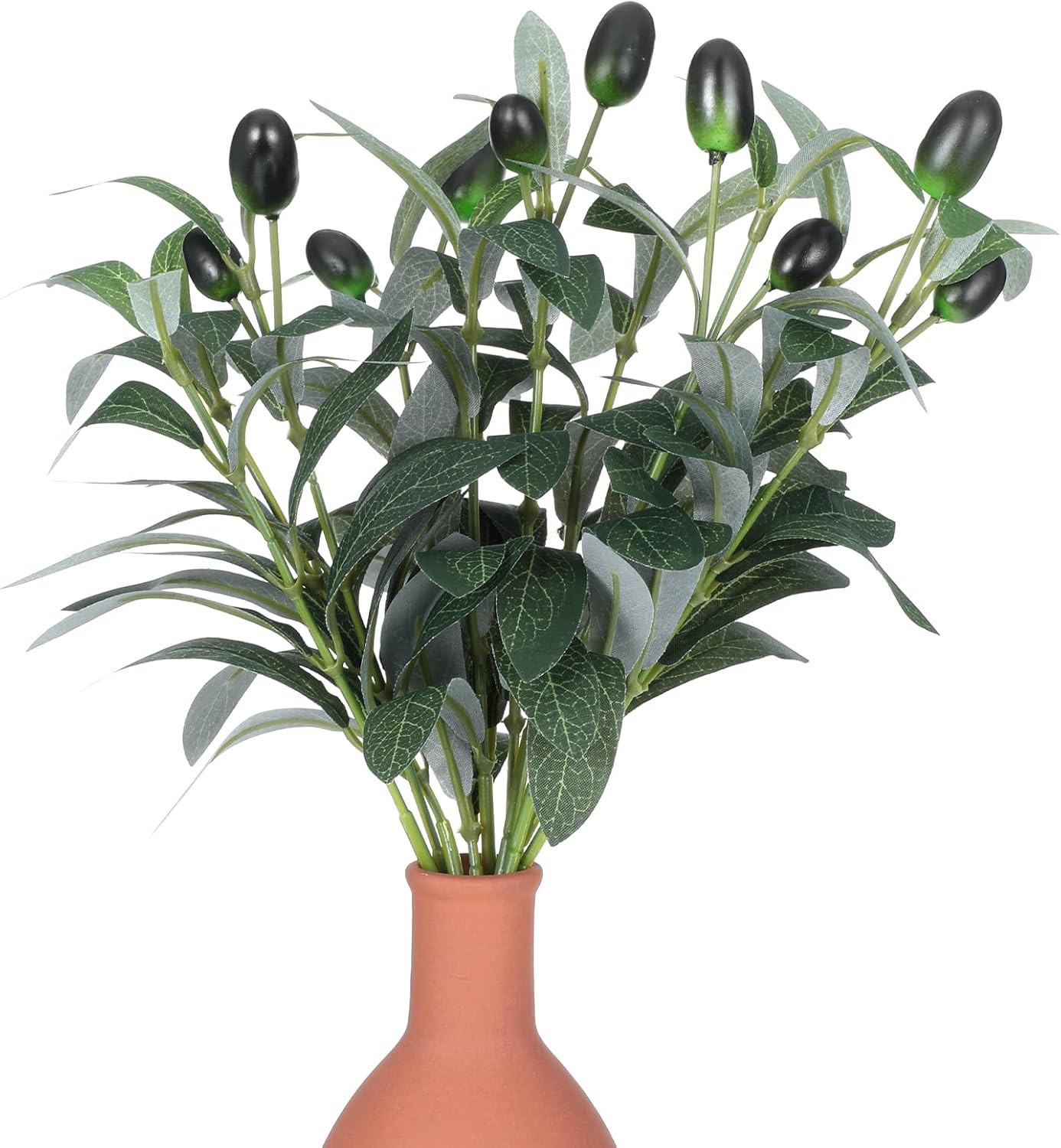 5Pcs Faux Olive Leaves Stems, 11 Inch Olive Branches Artificial Tree Tabletop Gr