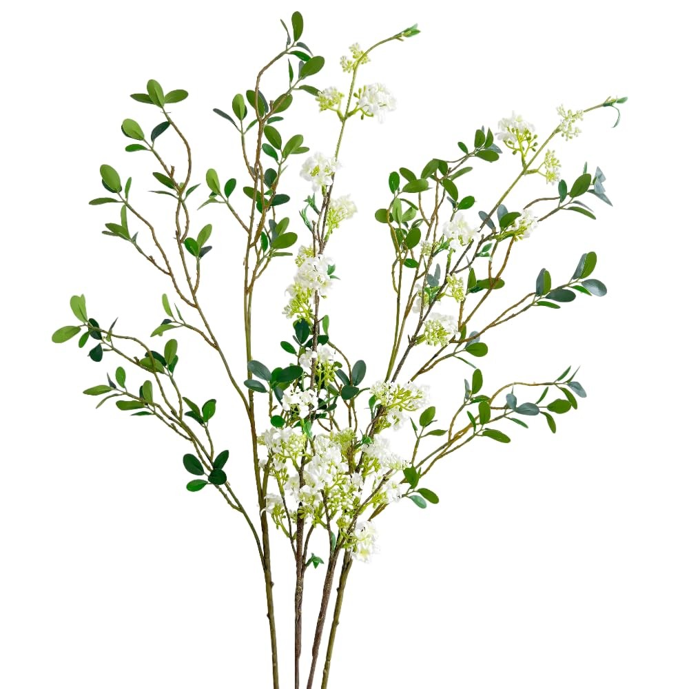 Artificial Eucalyptus Stems and Snow Willow Branches Set,Long Stem Artificial…